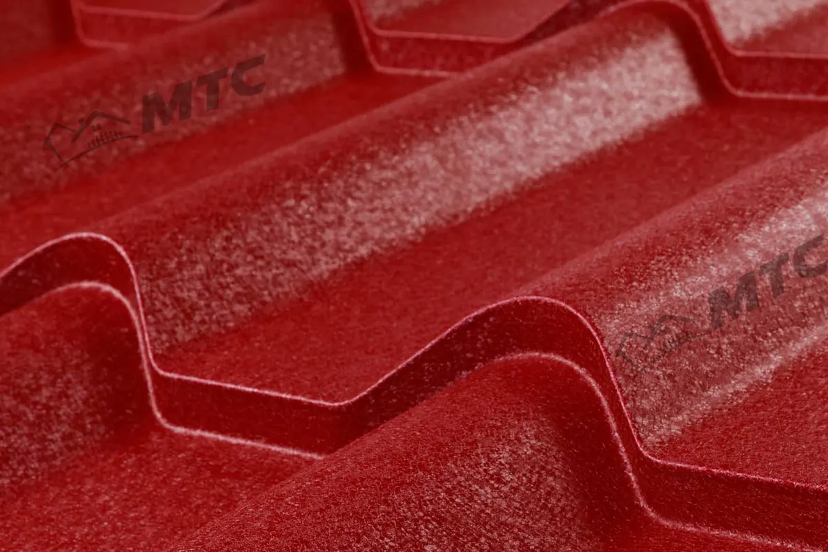 Țiglă metalică MTC Kromatic, finisaj SuperMat, RAL 3005 — Roșu vin